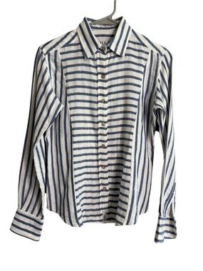 Jill Mcgowan 94 Portland Collection white with blue stripes Hattie Slim Shirt